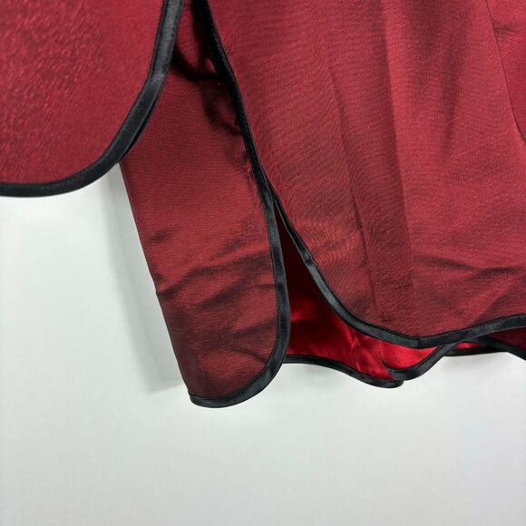 Asian red satin jacket L mandarin collar luxury boho light weight blazer style - Picture 12 of 14